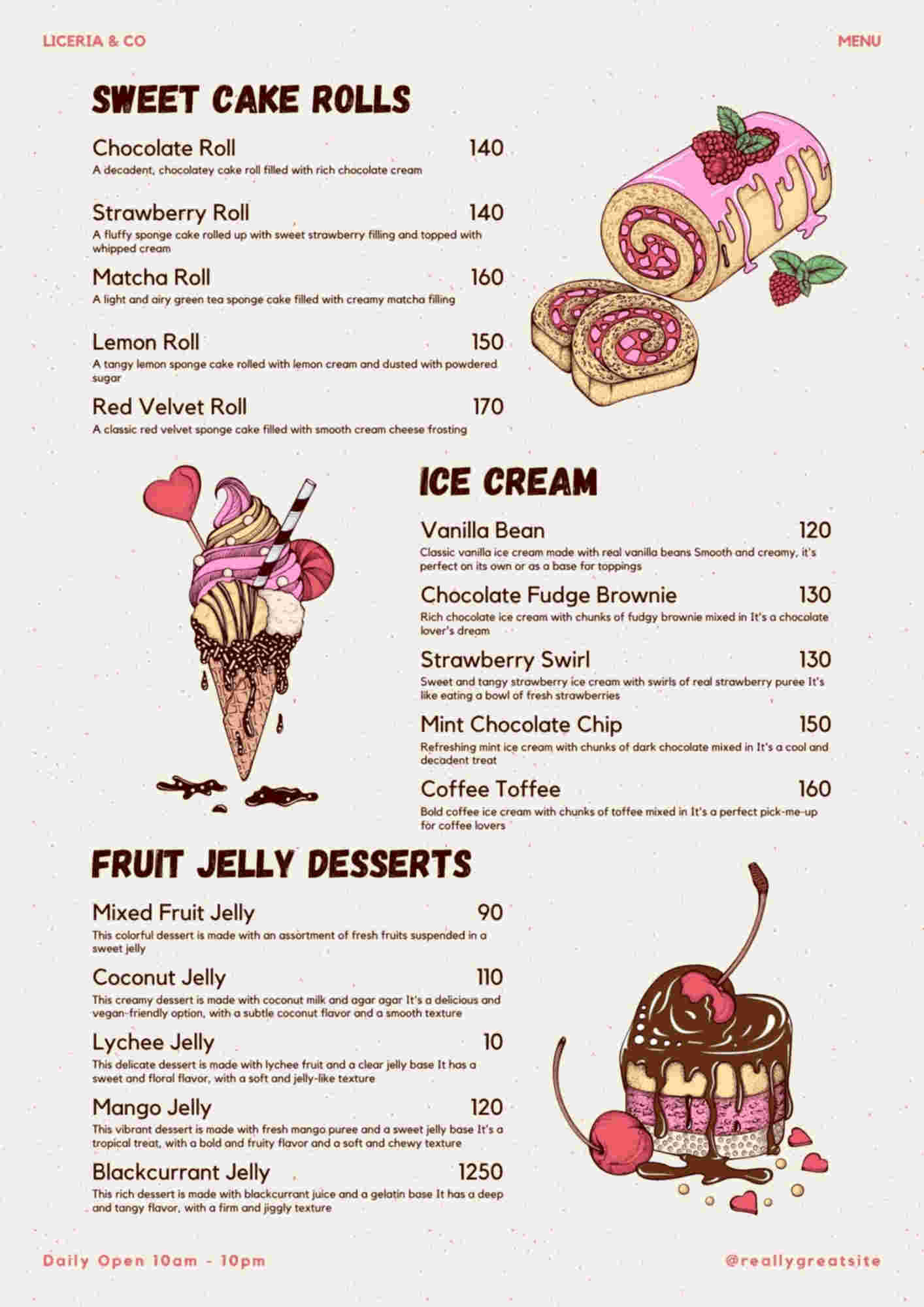 Menu design sample for restaurant